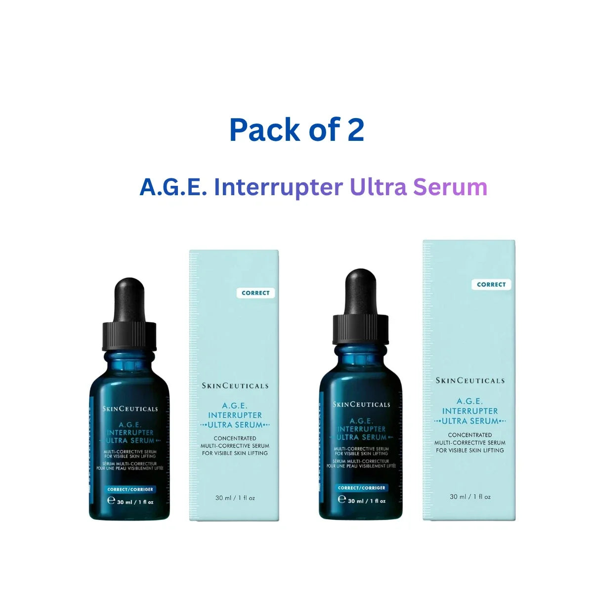 SkinCeuticals A.G.E. Interrupter Ultra Serum 1oz Full Size Pack of 2 Sealed