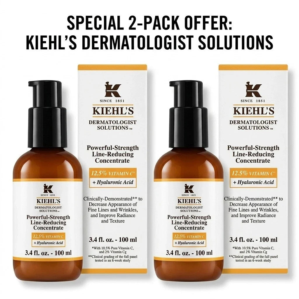 Kiehl's POWERFUL-STRENGTH Line Reducing Concentrate. 3.4 oz/100 ml (2 PACK) NIB