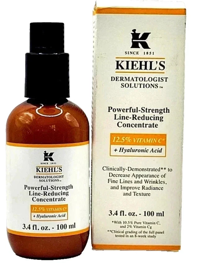 Kiehl's POWERFUL-STRENGTH Line Reducing Concentrate. 3.4 oz/100 ml (2 PACK) NIB